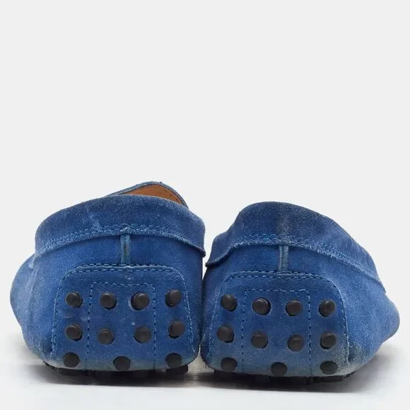 Tod's Blue Suede Slip On Loafers Size 37.5 Shoes